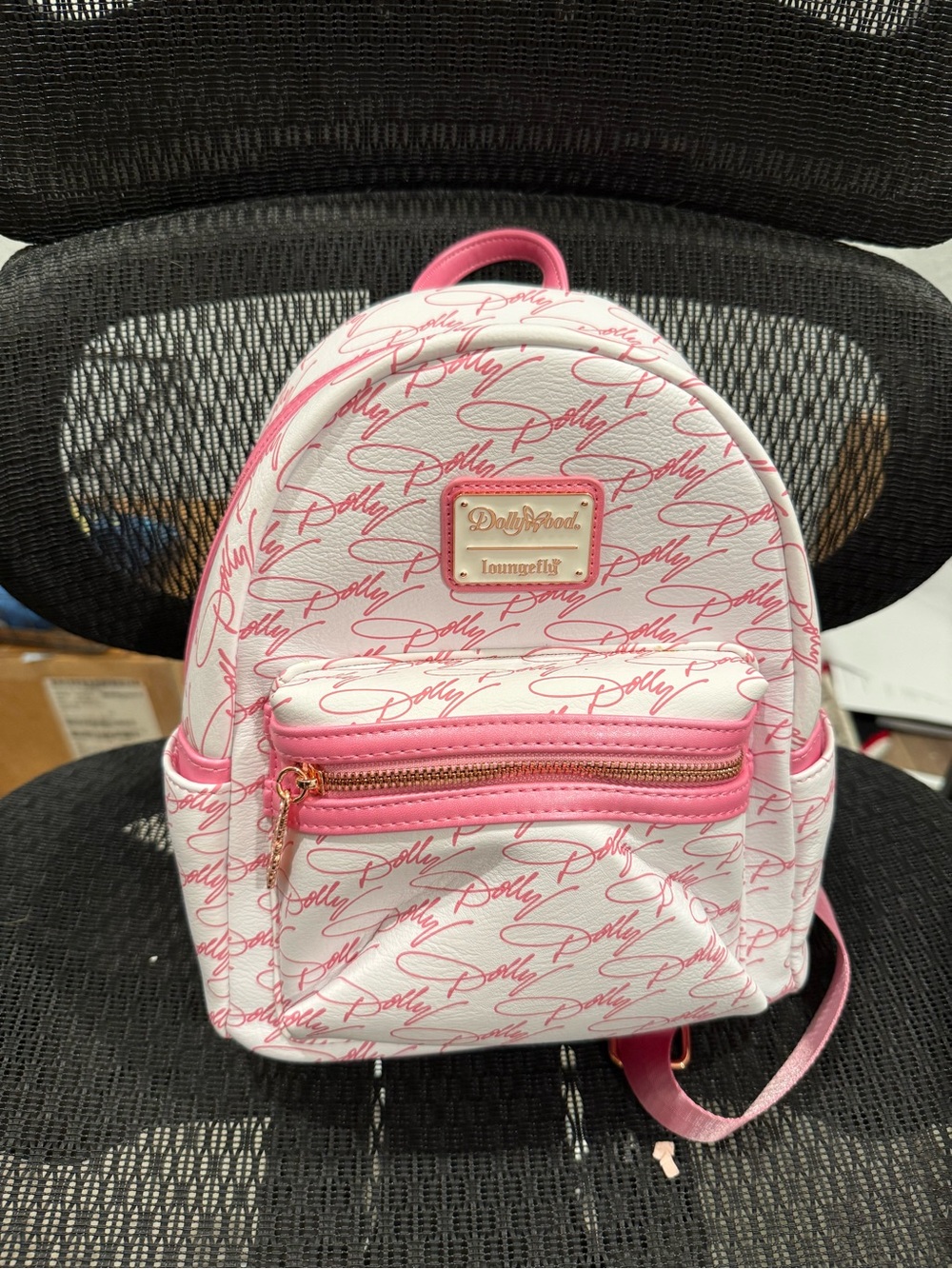 Loungefly White and Pink Script Mini Backpack